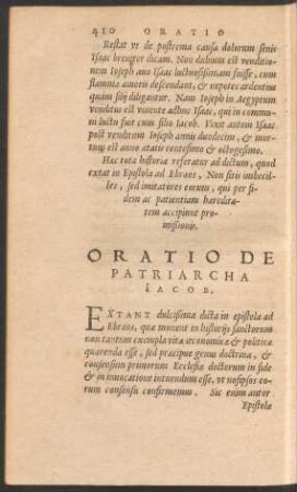 Oratio De Patriarcha Iacob.
