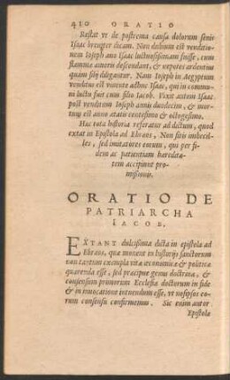 Oratio De Patriarcha Iacob.