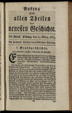 XII. Stück. Coburg, den 19. Merz, 1763.