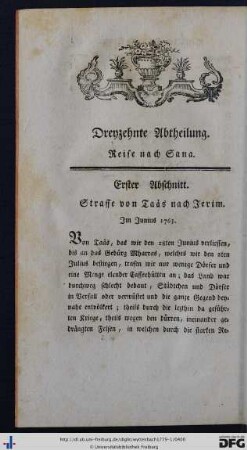 Dreyzehnte Abtheilung. Reise nach Sana.