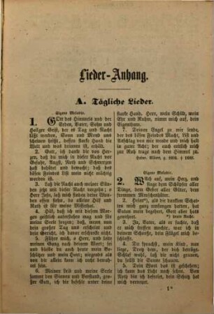 Lieder-Anhang zum Handbüchlein für Confirmanden