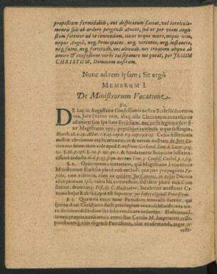 Membrum I. De Ministrorum Vocatione.