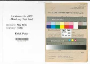 Entnazifizierung Peter Kirfel , geb. 11.01.1884 (Unterbrandmeister)