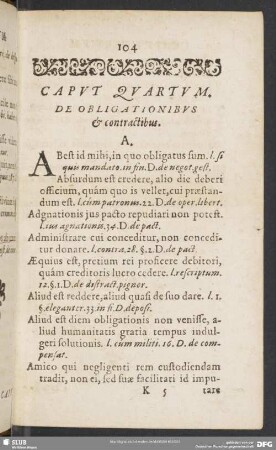 Caput Quartum. De Obligationibus et contractibus