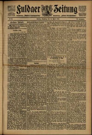 Erste Ausgabe vom Samstag, den 14. April 1906.