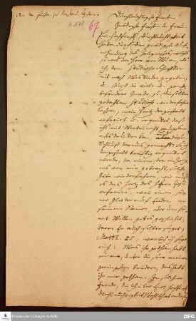 Brief von August Hermann Francke an Henriette Dorothea v. Nassau-Idstein