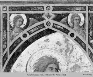 Madonna zwischen den Heiligen Johannes der Täufer und Franziskus - Altarbild: Maria m. Kind, den hl. Johannes d. T., Franziskus und Zwickelengeln