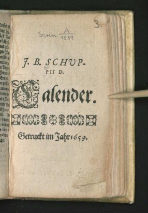 J. B. Schuppii D. Calender