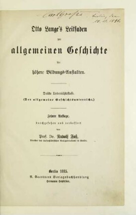 Unterrichtsstufe 3: (Der allgemeine Geschichtsunterricht)