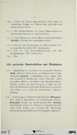 Alte persische Handschriften und Miniaturen (Nr. 175-207)