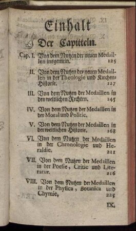 Einhalt Der Capitteln.