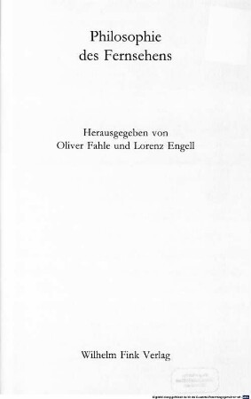 Philosophie des Fernsehens