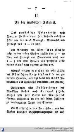 II. In der juridischen Fakultät.