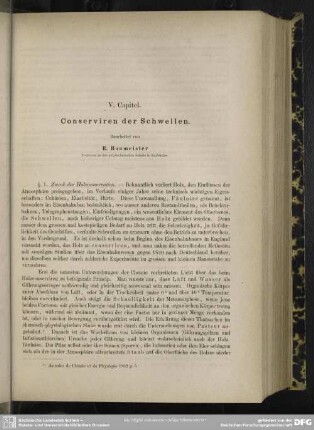 V. Capitel. Conserviren der Schwellen