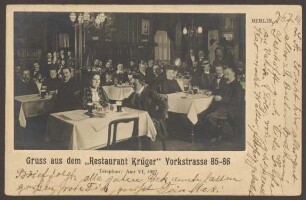 Ansichtskarte „Gruss aus dem Restaurant Krüger“, Yorckstraße 85-86 [2/2]