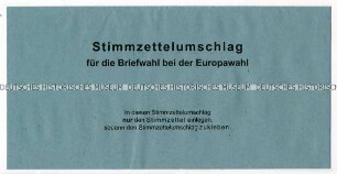 Stimmzettelumschlag für die Briefwahl zur Europawahl am 26. Mai 2019