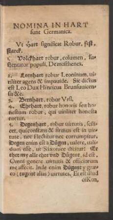 Nomina In Hart sunt Germanica.