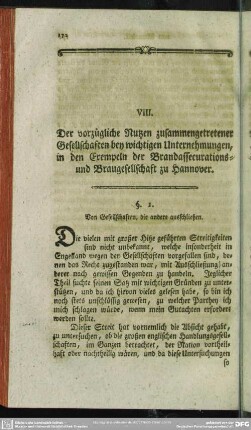 Der vorzügliche Nutzen zusammengetretener Gesellschaften bey wichtigen Unternehmungen der Brandassecurations- und Braugesellschaft zu Hannover
