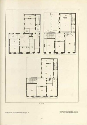 Wohnhaus Bendlerstrasse 6. Grundrisse des Erd-, ersten und zweiten Obergeschosses