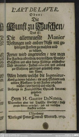 L'Art De Laver, Oder: Die Kunst zu Tuschen ...