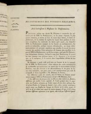 1r-1v, Recouvrement Des Pensions Militaires