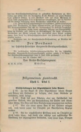 B. Allgemeines Landrecht.