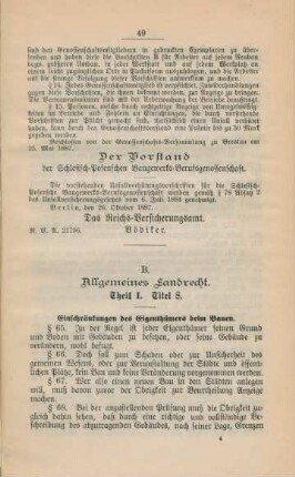 B. Allgemeines Landrecht.