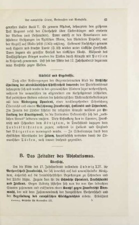 B. Das Zeitalter des Absolutismus
