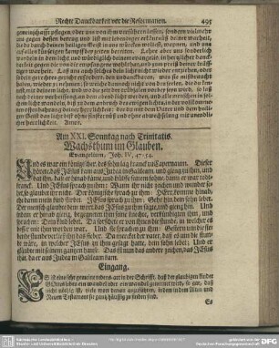 Am XXI. Sonntag nach Trinitatis. Wachsthum im Glauben. Evangelium, Joh. IV, 47-54