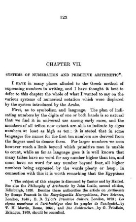 Chapter VII. Systems of Numeration and Primitive Arithmetic.