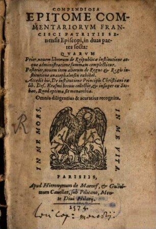Compendiosa Epitome Commentariorum Francisci Patricii