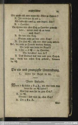 Die ein und zwanzigste Unterredung. C. Ueber die Regel de tri