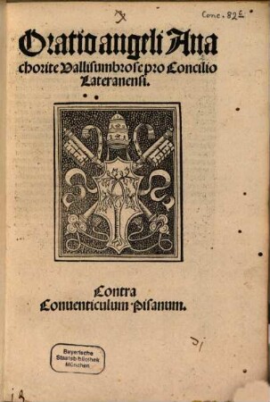 Bulla intimatio[n]is Generalis Concilij apud Lateranum