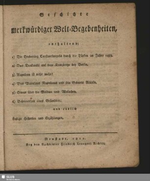 Geschichte merkwürdiger Welt-Begebenheiten