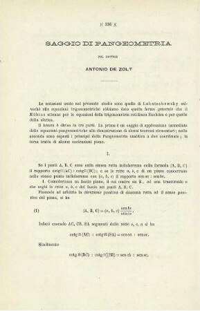 Saggio di Pangeometria.