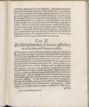 Cap. II. De Disciplinis huic Scientiæ affinibus, ac ad ejusdem perfectionem necessariis.