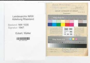 Entnazifizierung Walter Eckert , geb. 18.12.1900 (Betriebsfuehrer)