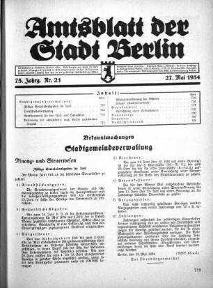 1934,21: Nr. 21, 27. Mai 1934