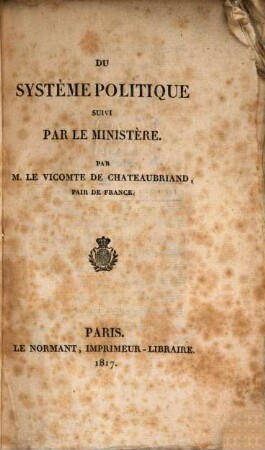 Du système politique suivi par le ministère