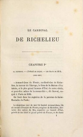 Le cardinal de Richelieu : Étude biographique