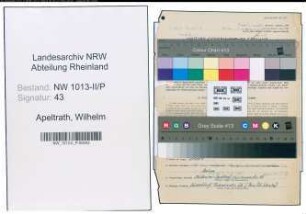 Entnazifizierung Wilhelm Apeltrath , geb. 12.04.1911 (Polizist)