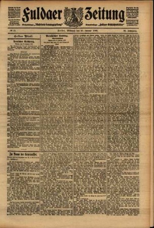 Erste Ausgabe vom Mittwoch, den 20. Januar 1909.