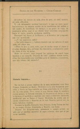 III Historia humana. --