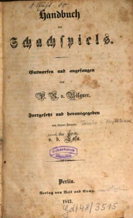 Handbuch des Schachspiels