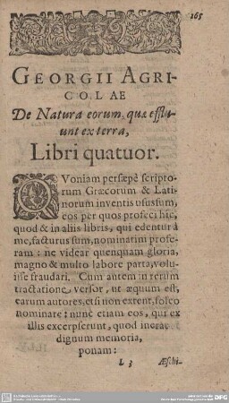 Georgii Agricolae De Natura eorum, quae effluunt ex terra, Libri quatuor.