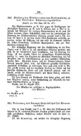 Stellung der Stadtverordneten-Versammlung zu den städtischen Schulangelegenheiten : [V. Elementarschulwesen]