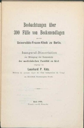 Beobachtungen über 300 Fälle von Beckenendlagen aus der Universitäts-Frauen-Klinik zu Berlin
