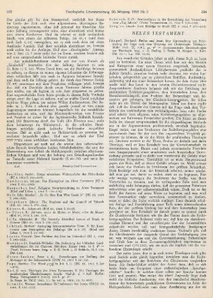 184-187 [Rezension] Jüngel, Eberhard, Paulus und Jesus