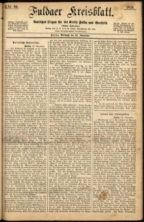 Ausgabe vom Mittwoch, den 22. November 1876.