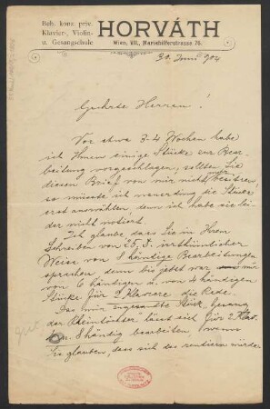Brief an B. Schott's Söhne : 30.06.1904